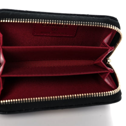 Chanel Shiny Goatskin Quilted Chanel 19 Zip Around Coin Purse Wallet Black 5 of 13
