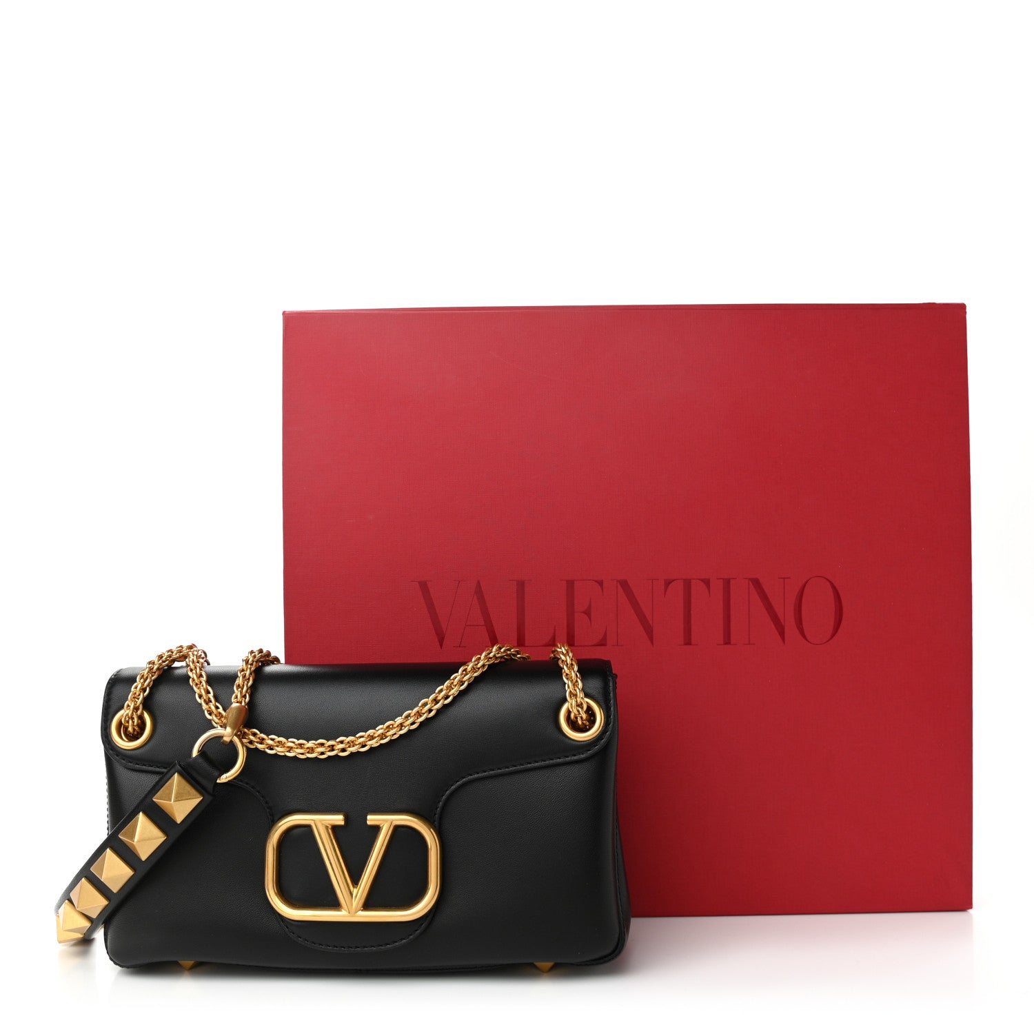 Valentino Garavani Nappa Stud Sign Shoulder Bag Black 11 of 11