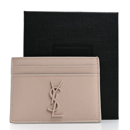 Saint Laurent Grain De Poudre Monogram Credit Card Case Rose 10 of 10