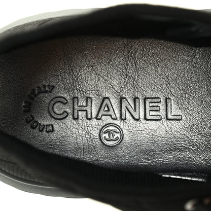 Chanel Fabric Quilted Lambskin Cap Toe Lace Up Sneakers 39.5 Black 7 of 9