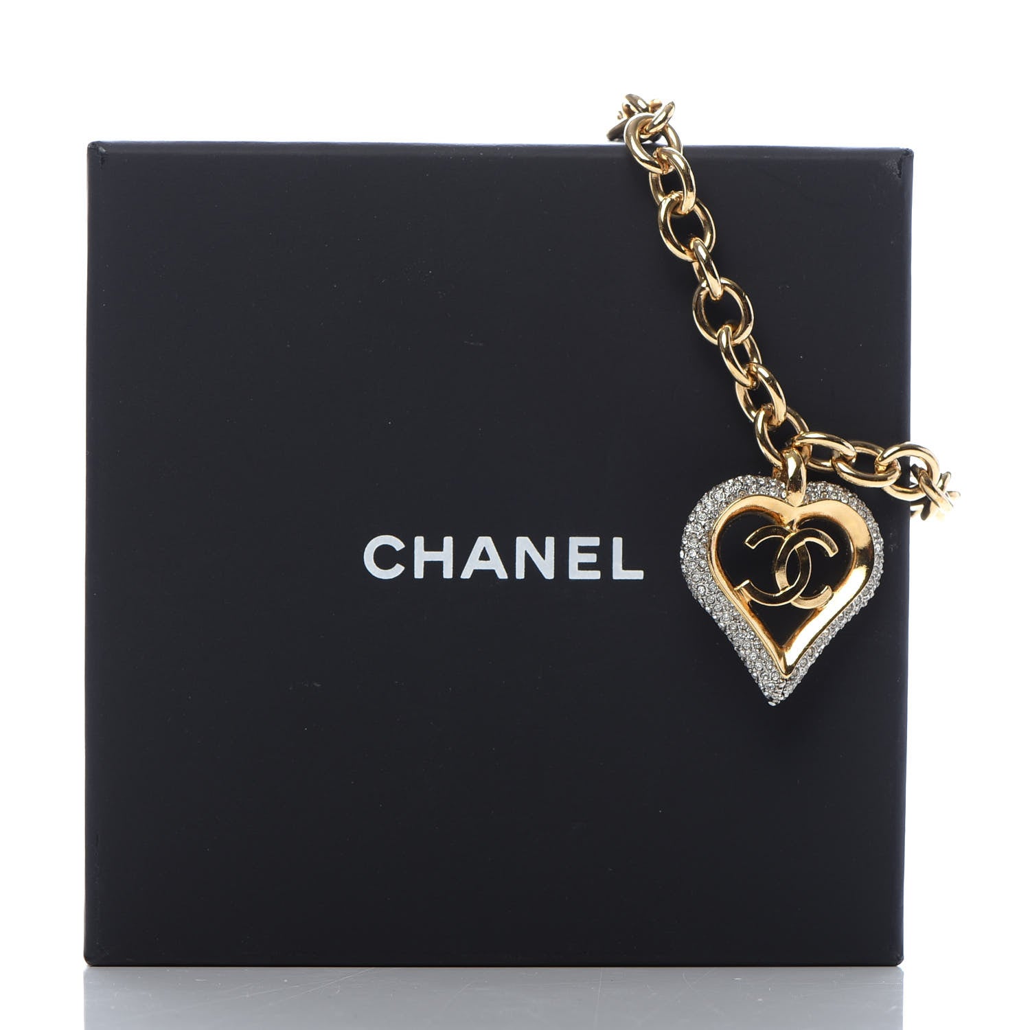 Chanel Crystal Chain Heart Bracelet Gold 5 of 5