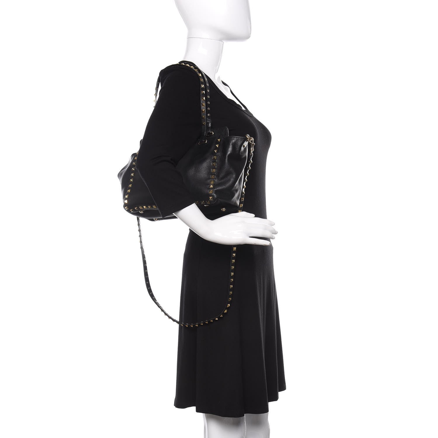 Valentino Garavani Vitello Small Rockstud Tote Black 3 of 12