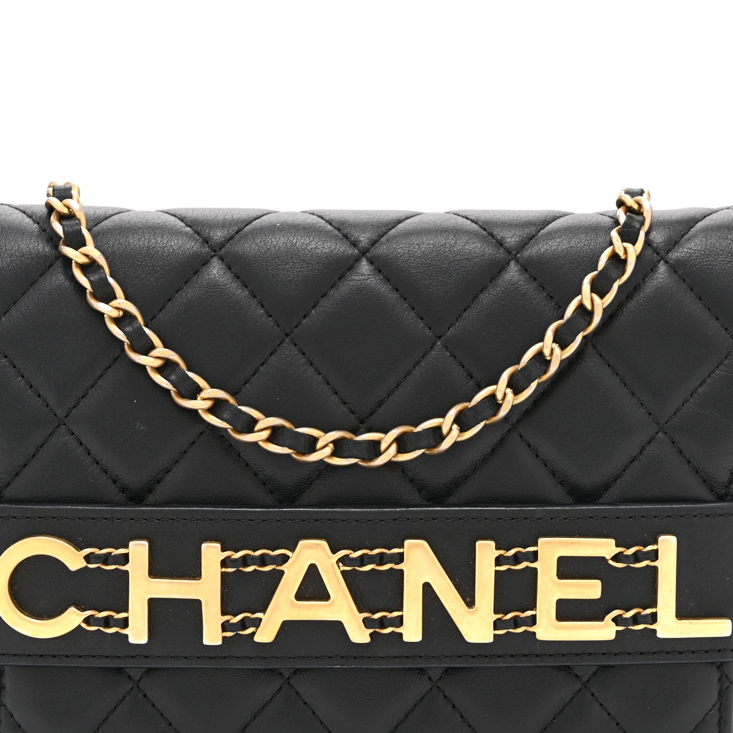Chanel Calfskin Quilted Enchained Wallet On Chain WOC Black 8 of 10