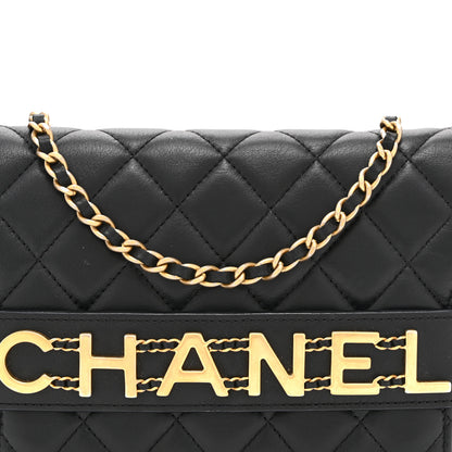 Chanel Calfskin Quilted Enchained Wallet On Chain WOC Black 8 of 10