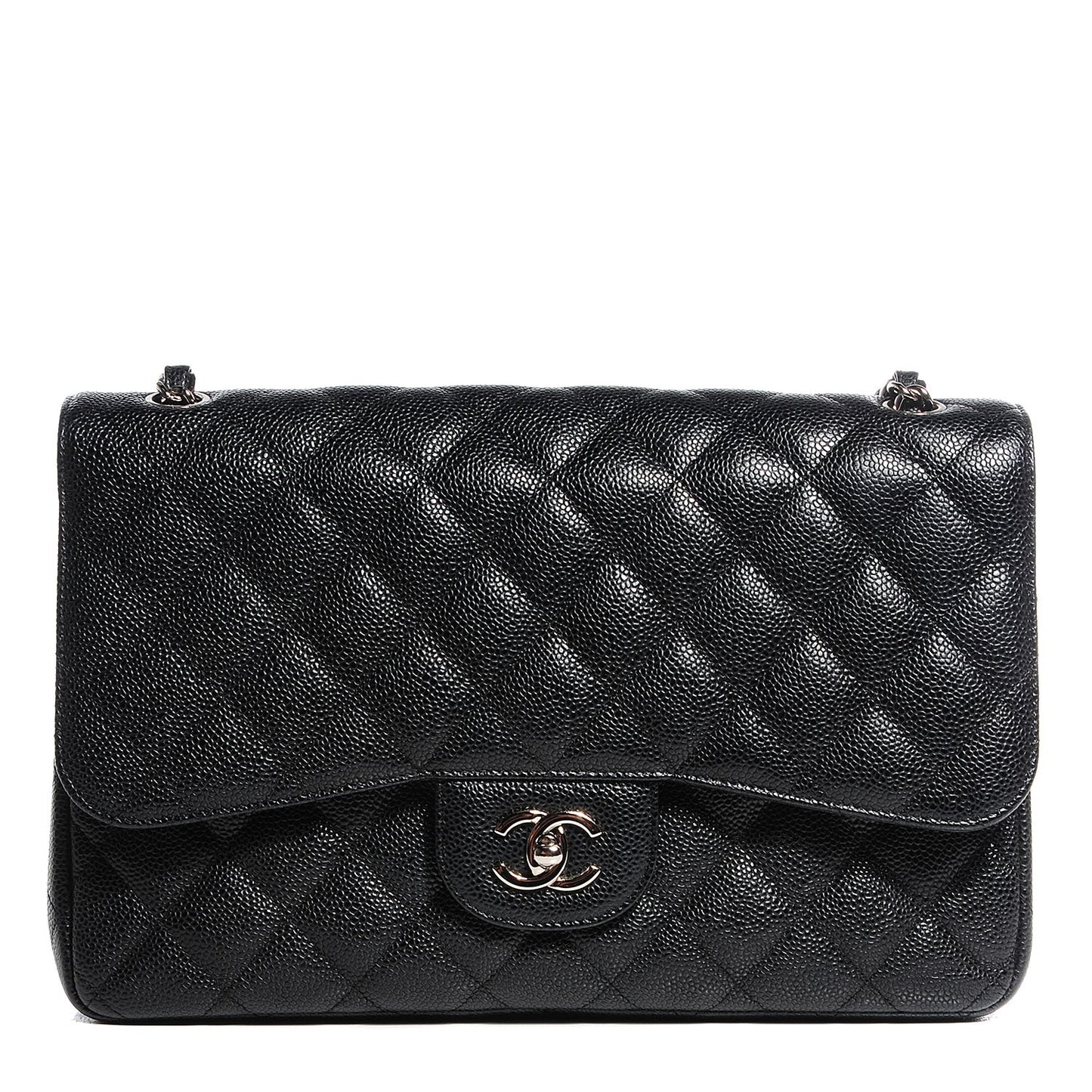Caviar Quilted Jumbo Double Flap Black
