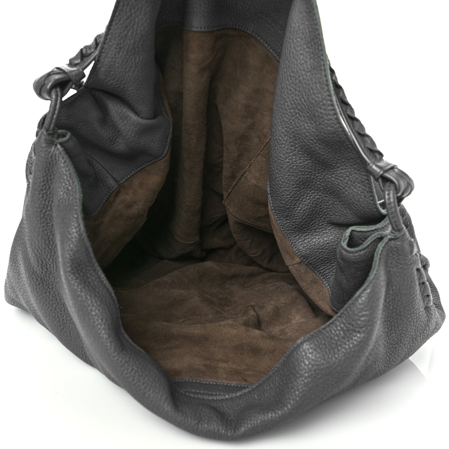 Washed Cervo Deerskin Large Hobo Grey