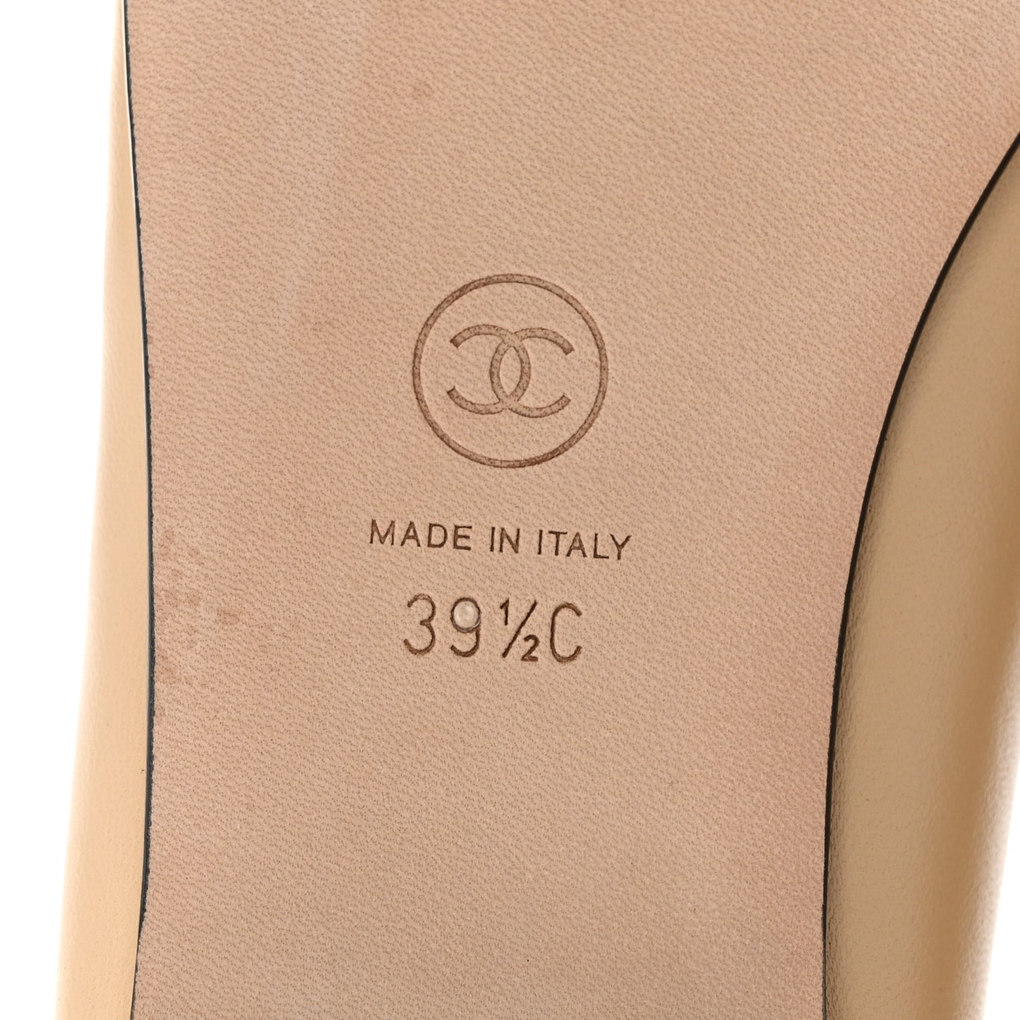 Lambskin Cap Toe CC Ballerina Flats 39.5 Beige Black