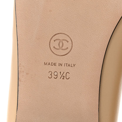 Chanel Lambskin Cap Toe CC Ballerina Flats 39.5 Beige Black 7 of 10