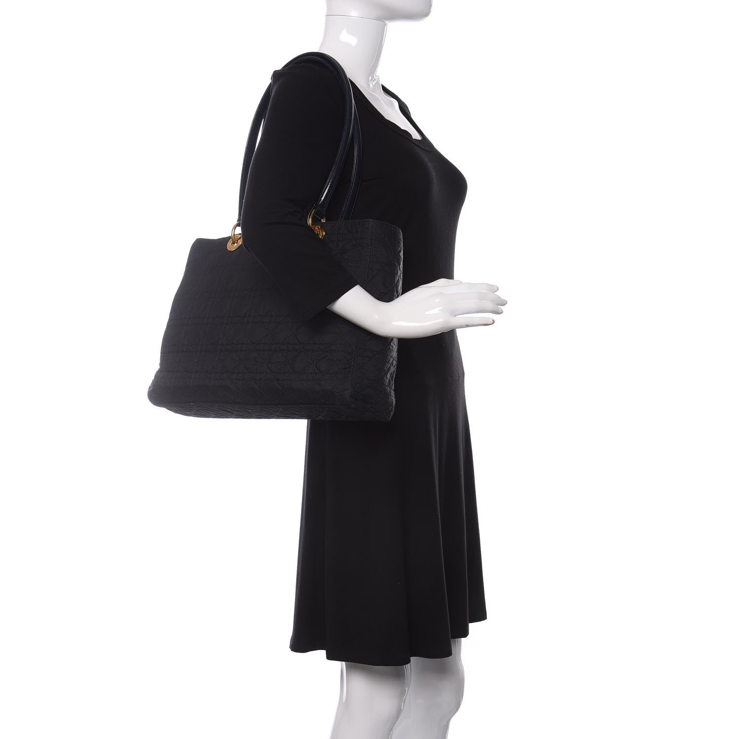 Christian Dior Nylon Cannage Large Lady Dior Tote Black 2 of 10