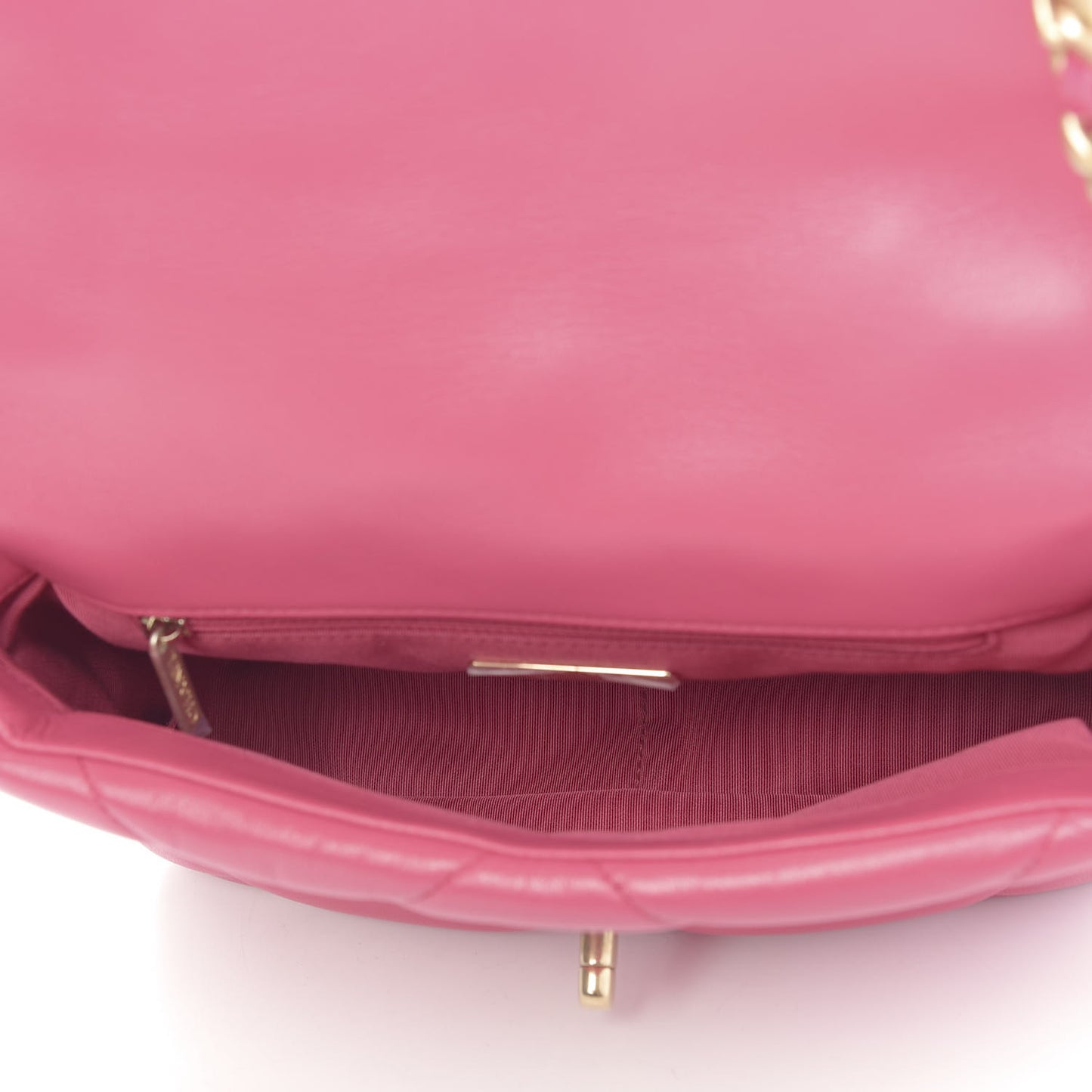 Lambskin Quilted Medium 19 Flap Dark Pink