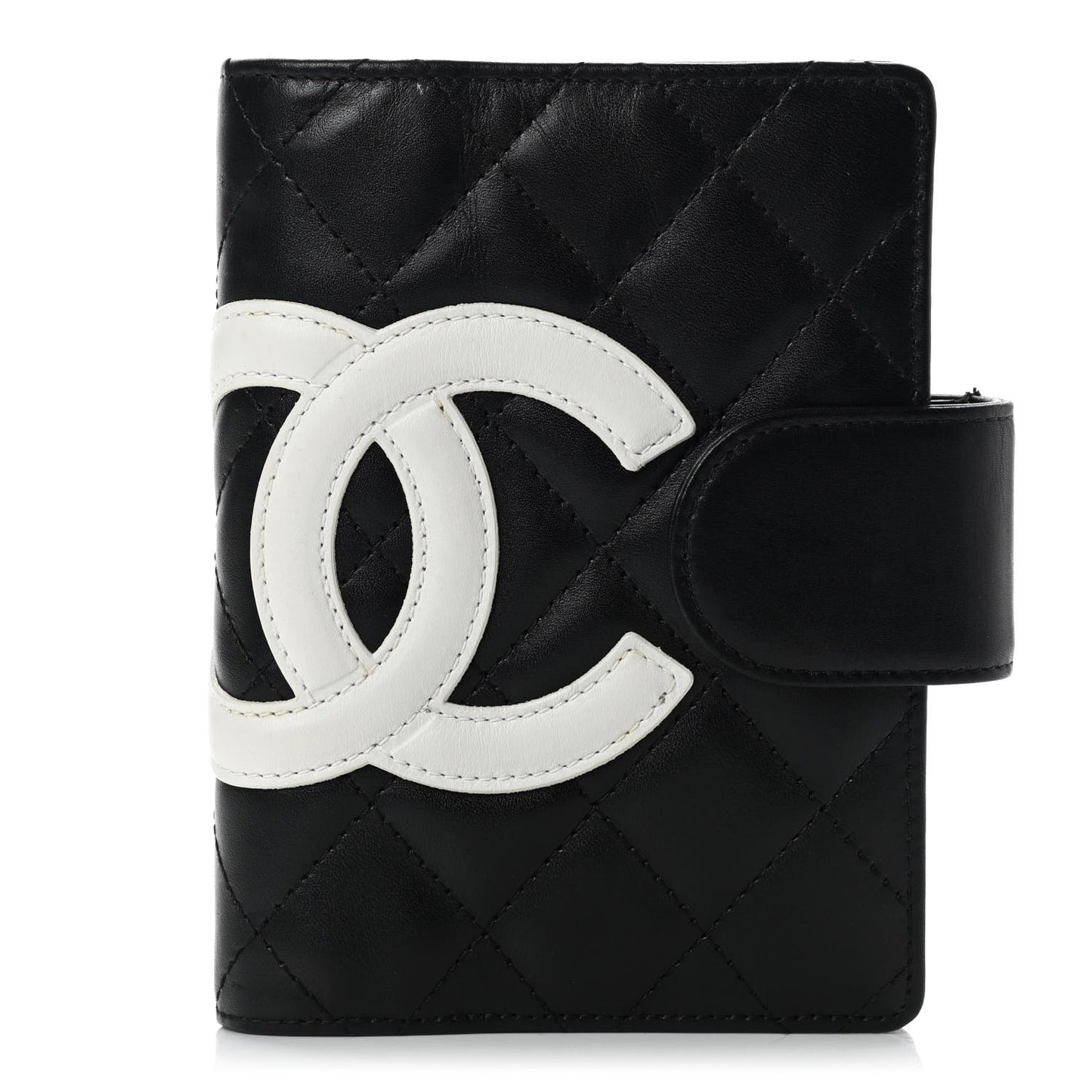 Calfskin Quilted Small Cambon Agenda Planner Black White