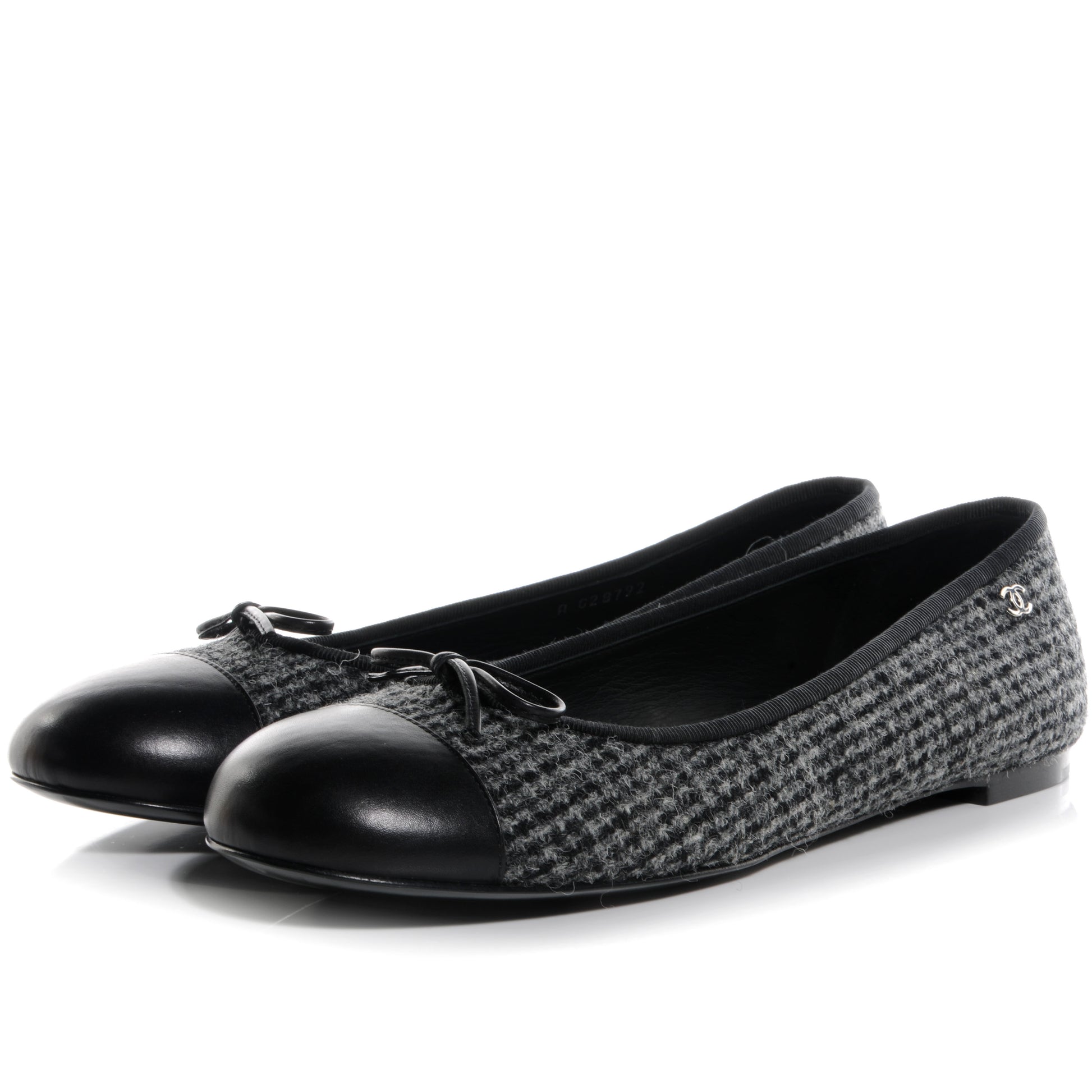 Chanel Tweed Ballerina Flats 41 Gris Noir 3 of 7