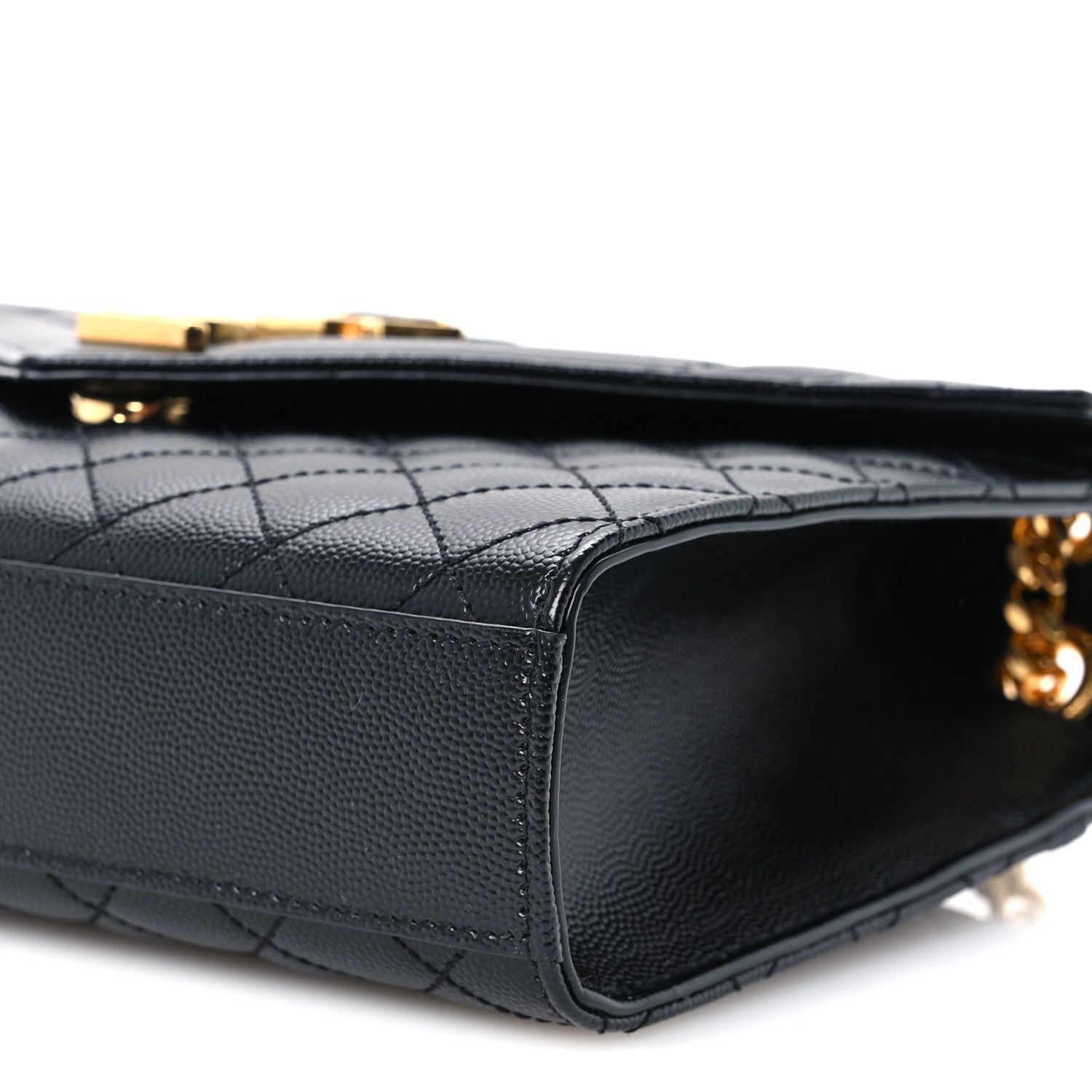 Saint Laurent Grain De Poudre Textured Mixed Matelasse Triquilt Medium Monogram Satchel Black 11 of 11