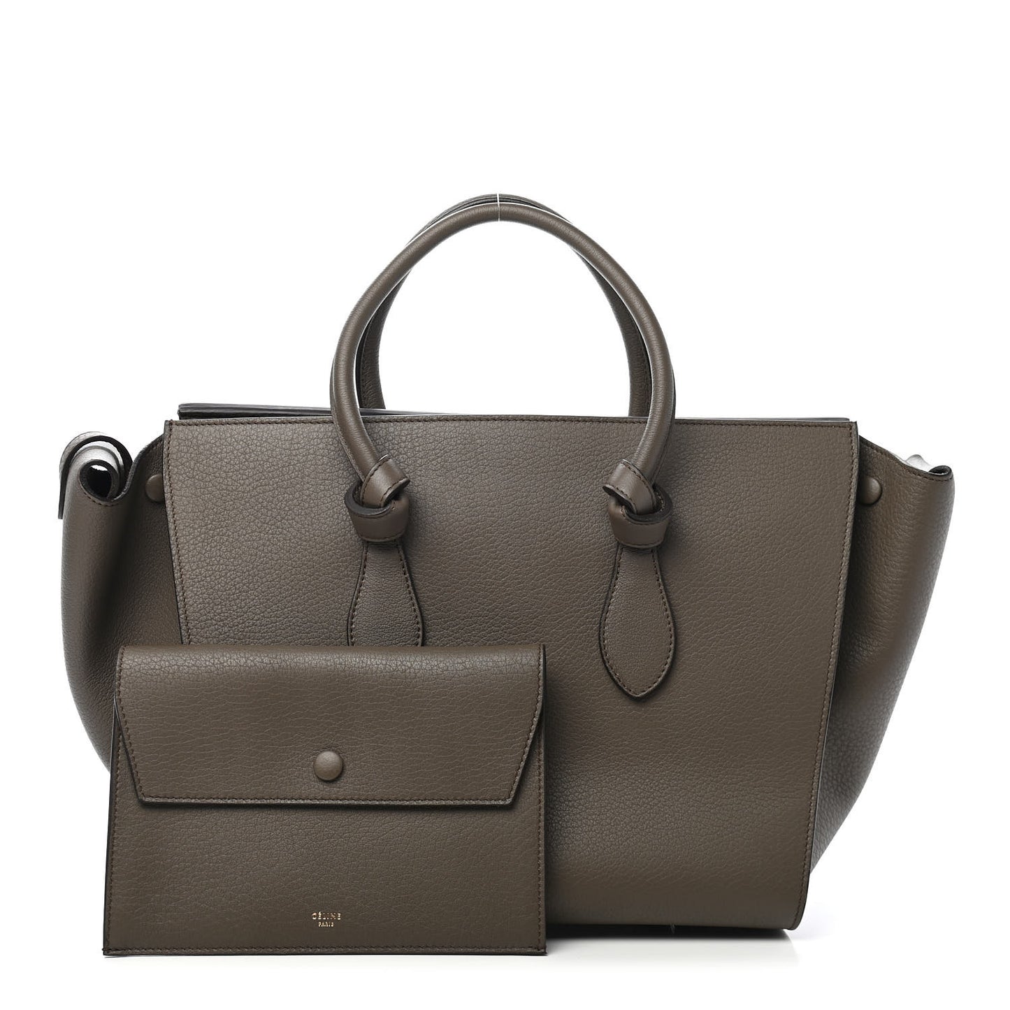 Crisped Calfskin Small Tie Knot Tote Dark Khaki