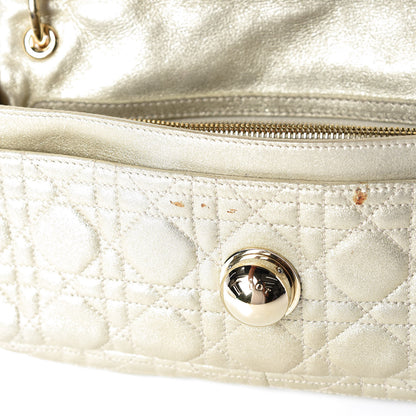 Christian Dior Metallic Lambskin Cannage Small Rendezvous Flap Gold 12 of 18