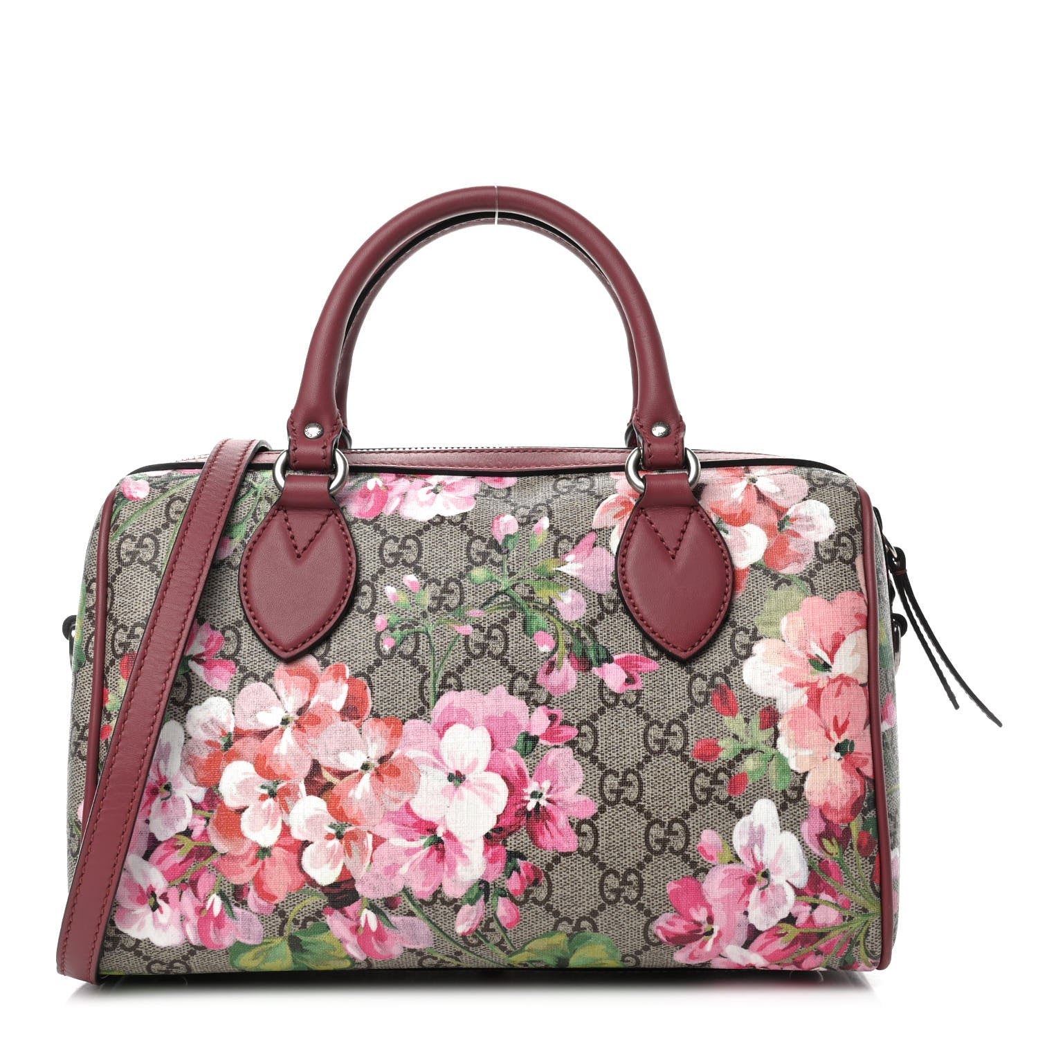 Gucci GG Supreme Monogram Blooms Small Boston Beige Multicolor Dry Rose 1 of 10