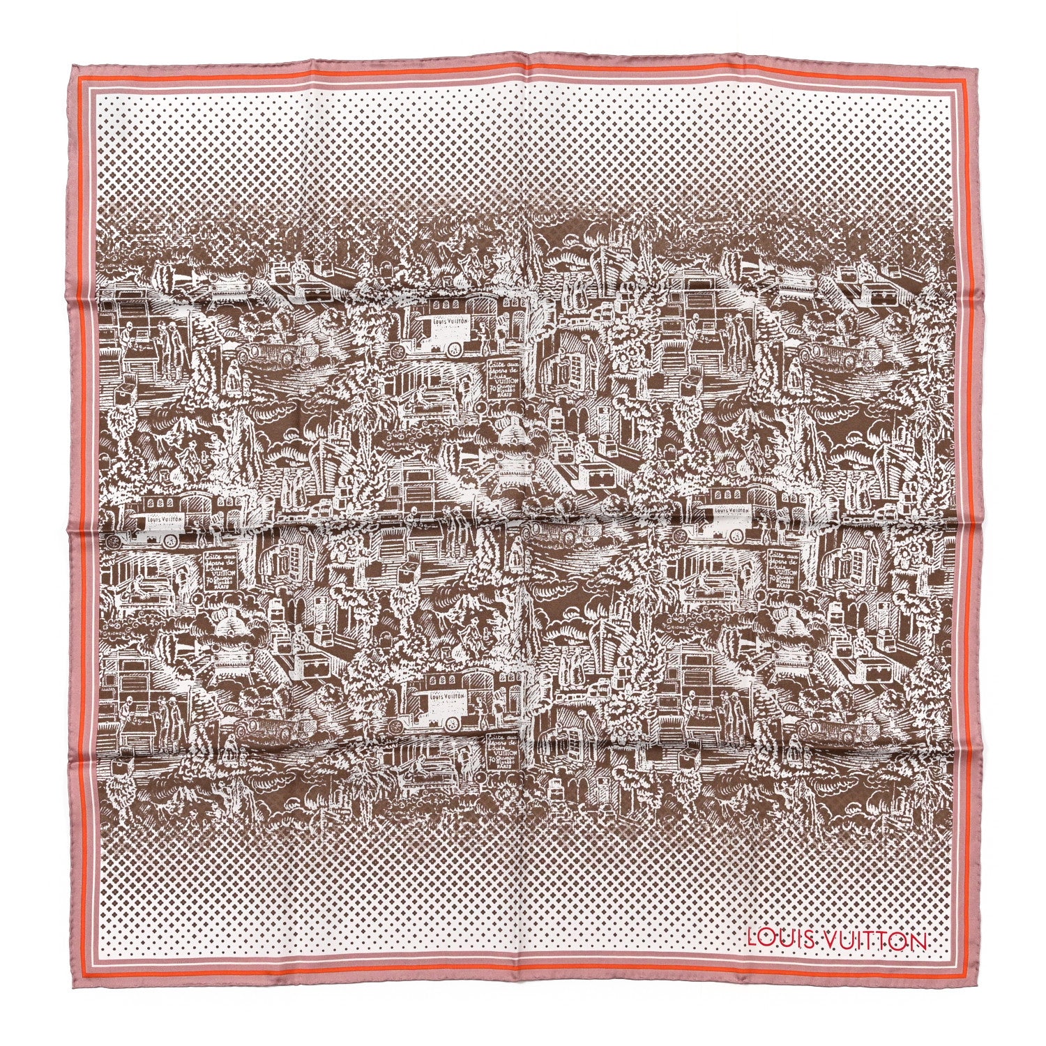 Louis Vuitton Silk Carre Paris Square Scarf Rose Brown 1 of 3