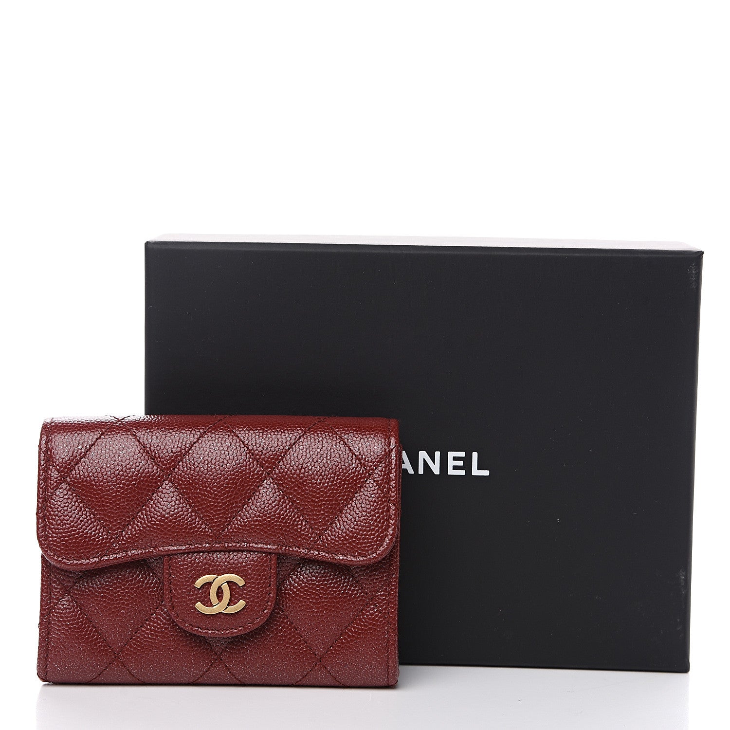 Chanel Caviar Quilted Flap Card Holder Wallet Dark Red 8 of 8