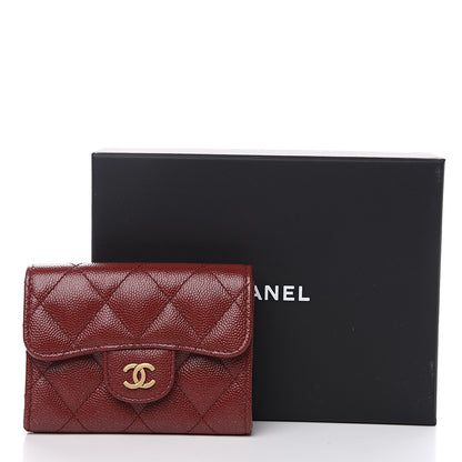Chanel Caviar Quilted Flap Card Holder Wallet Dark Red 8 of 8