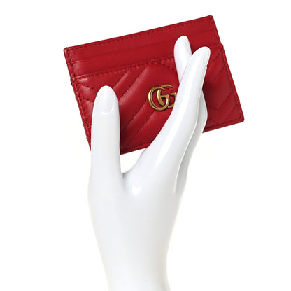 Gucci Calfskin Matelasse GG Marmont Card Holder Hibiscus Red 2 of 6