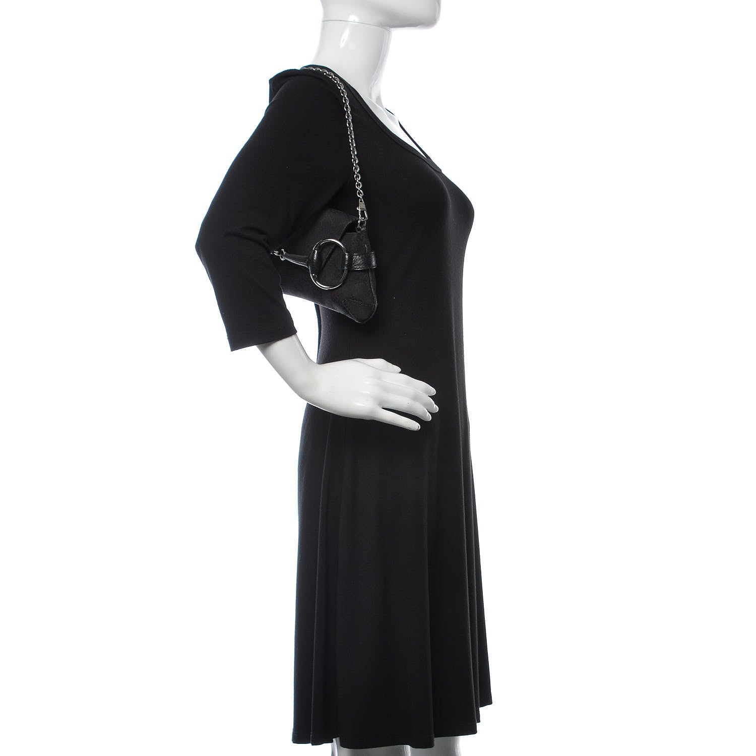 Gucci Monogram Horsebit Chain Clutch Black 2 of 10