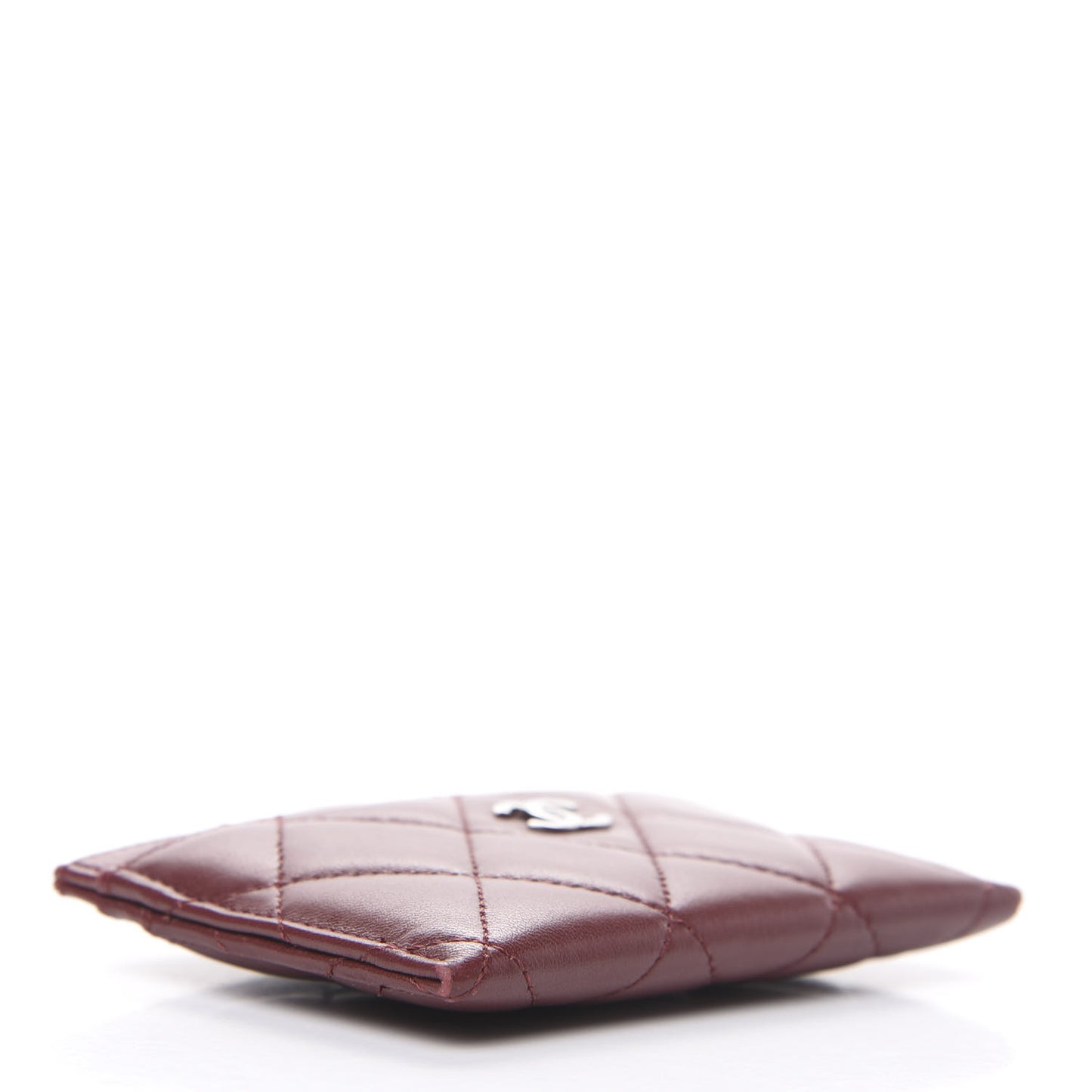 Lambskin Quilted Card Holder Burgundy