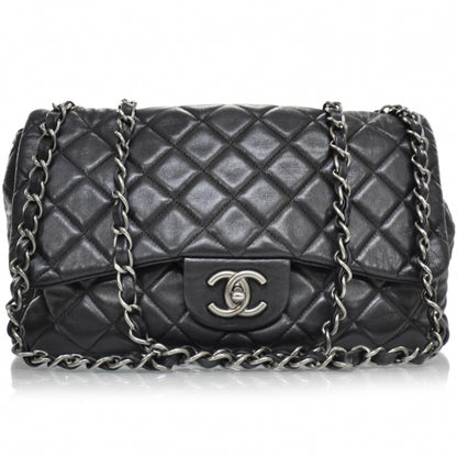 Chanel Lambskin Quilted Jumbo Flap Black SHW 1 of 12