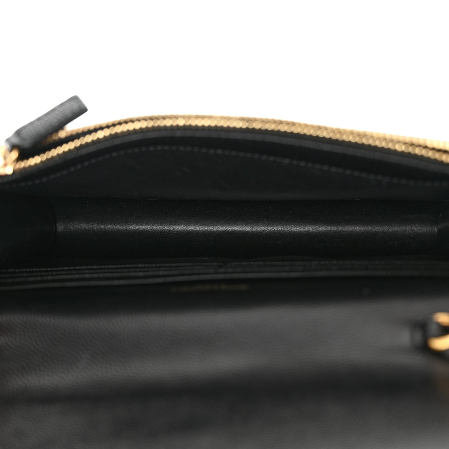 Grain De Poudre Matelasse Chevron Monogram Envelope Chain Wallet Black