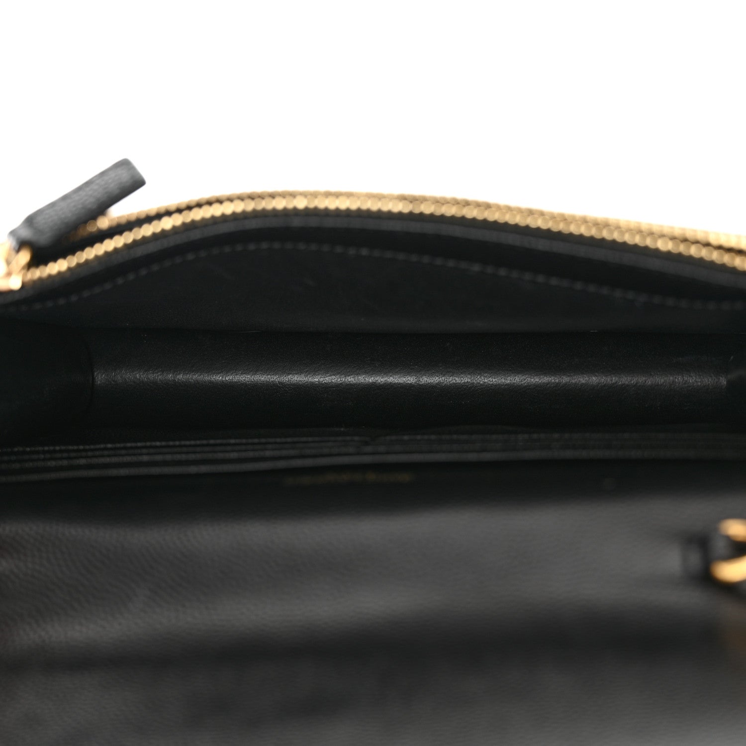 Saint Laurent Grain De Poudre Matelasse Chevron Monogram Envelope Chain Wallet Black 5 of 14