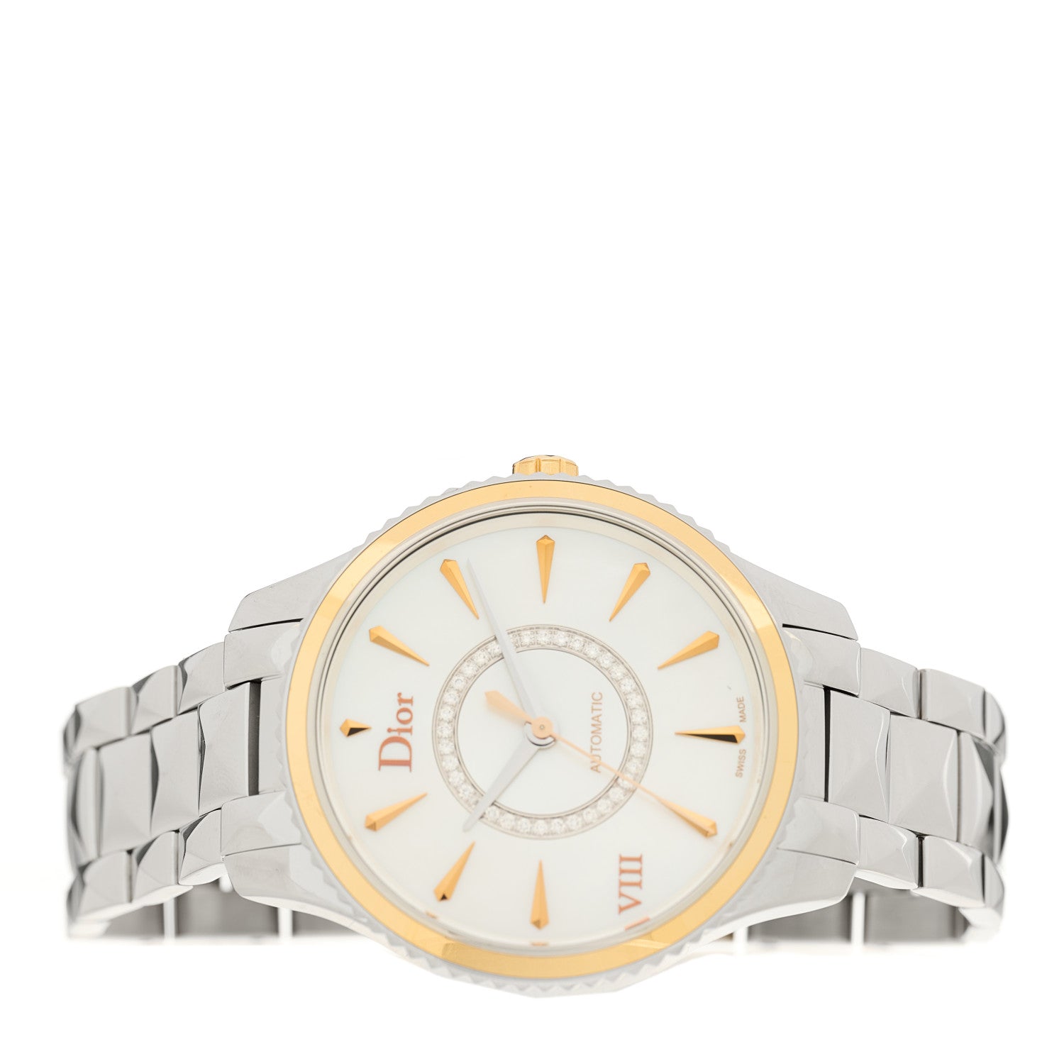 Christian Dior Stainless Steel 18K Yellow Gold Diamond Mother of Pearl 36mm Dior VIII Montaigne Automatic Watch 2 of 5