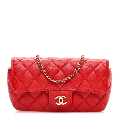 Chanel Caviar Quilted Glasses Case With Chain Red 1 of 10