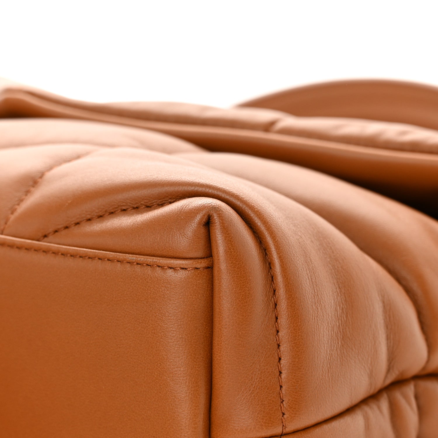 Saint Laurent Lambskin Quilted Small Loulou Puffer Monogram Chain Satchel Dark Honey 10 of 16