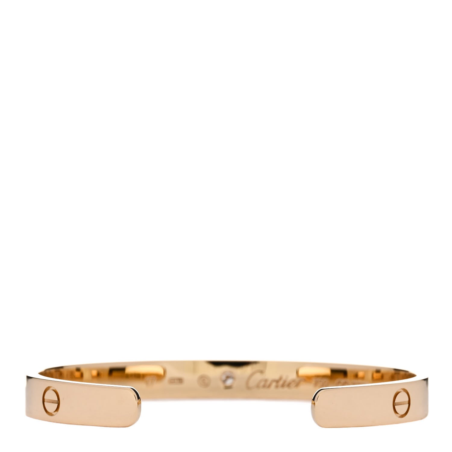 Cartier 18K Yellow Gold 1 Diamond LOVE Cuff Bracelet 17 2 of 3