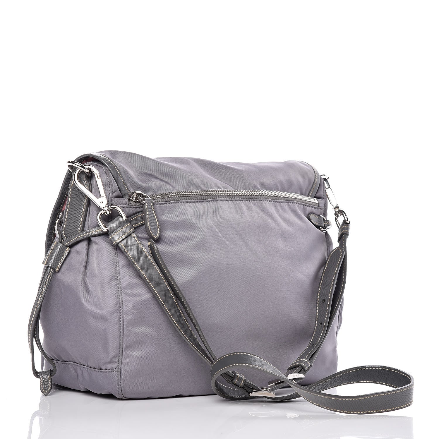Prada Tessuto Nylon Vela Messenger Bag Grey 3 of 9