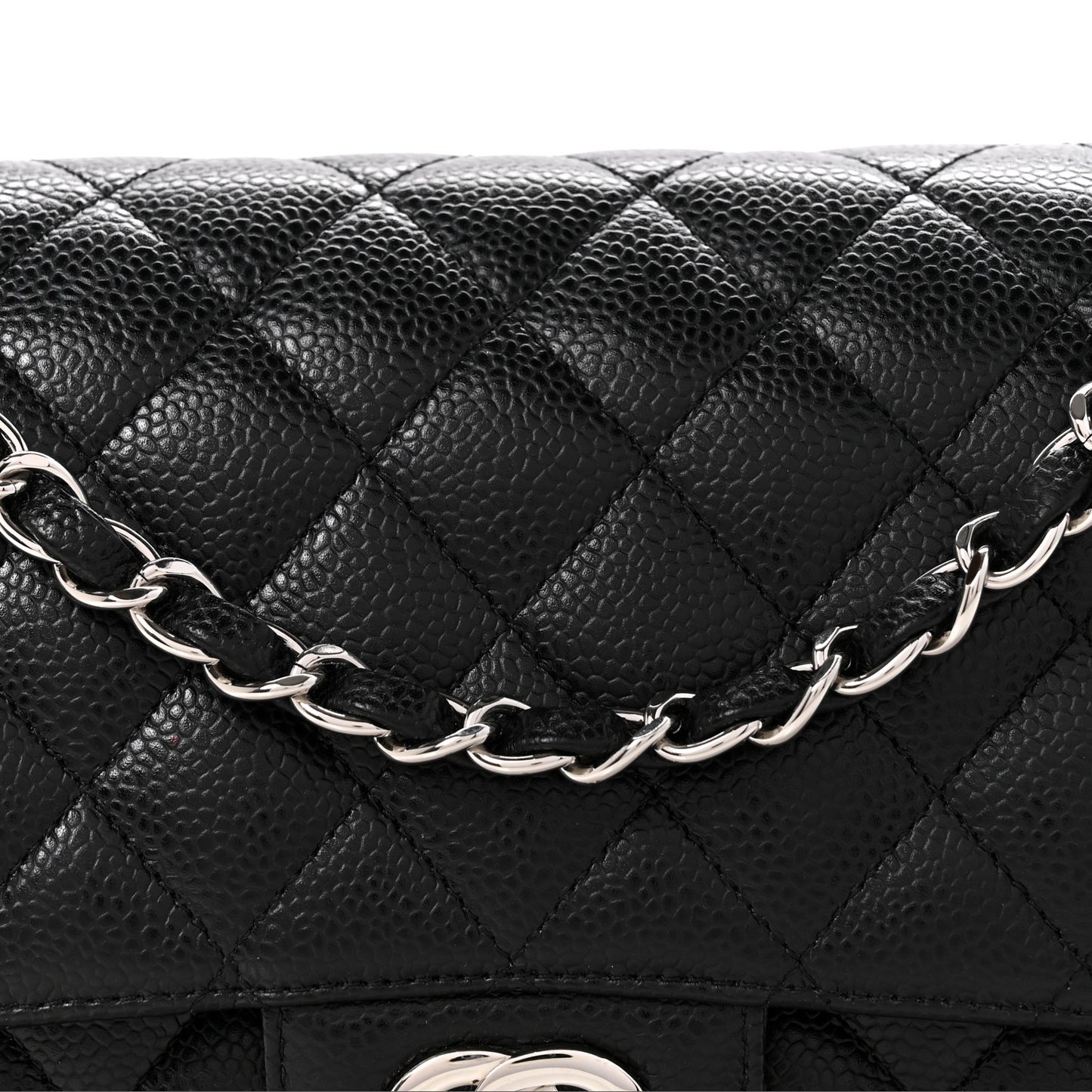 Caviar Quilted Medium Double Flap Black