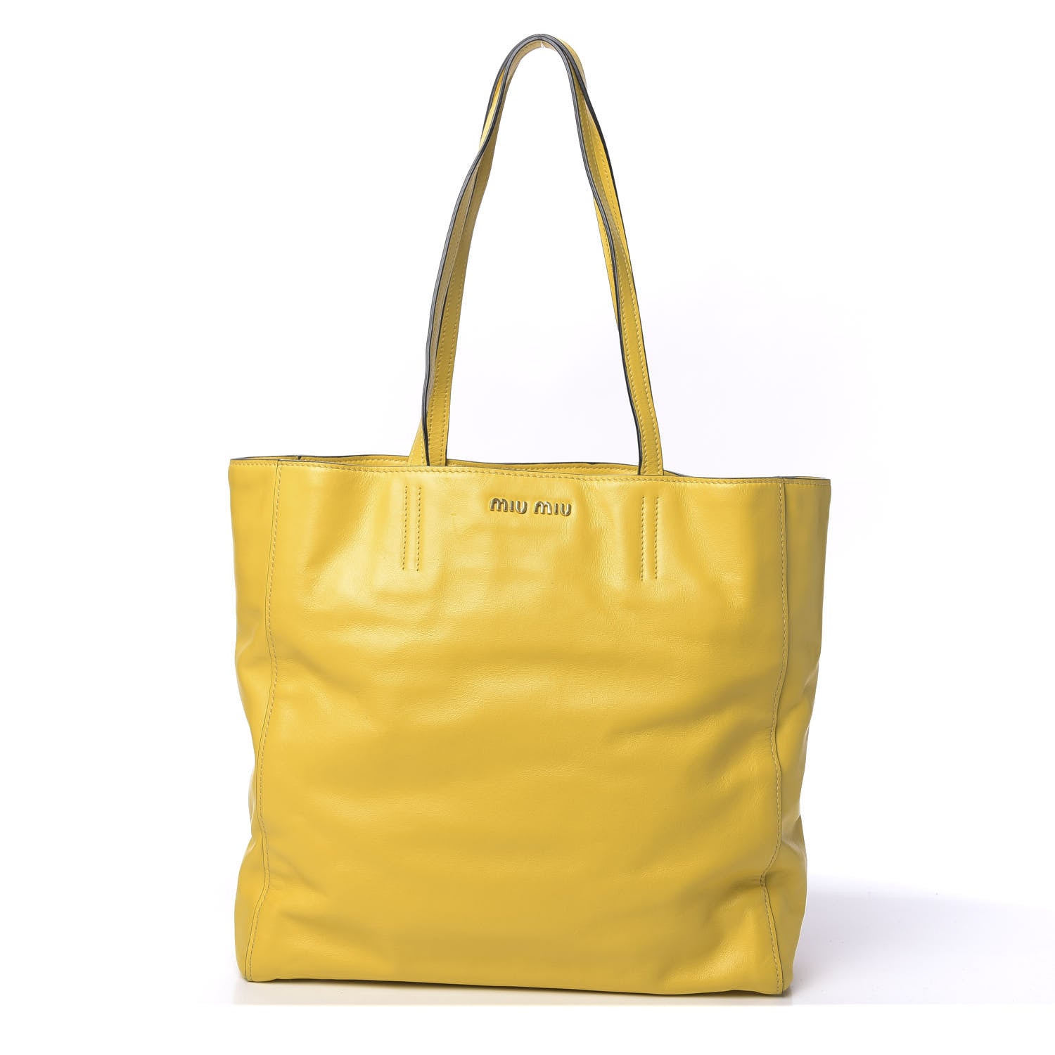 Miu Miu Vitello Soft Calf Tote Yellow 1 of 12