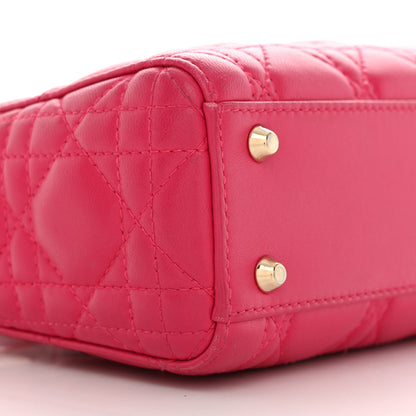 Christian Dior Lambskin Cannage Mini Lady Dior Fuchsia 9 of 13