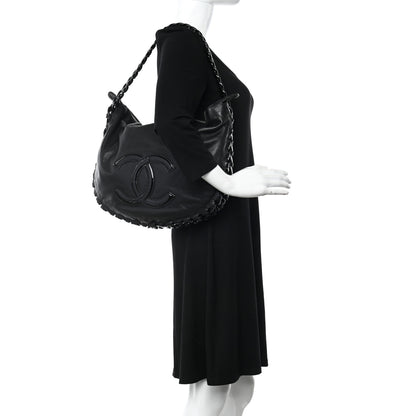 Chanel Calfskin Modern Chain Rhodoid Hobo Black 2 of 10