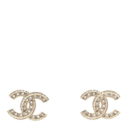 Chanel Crystal Timeless CC Earrings Light Gold 1 of 5