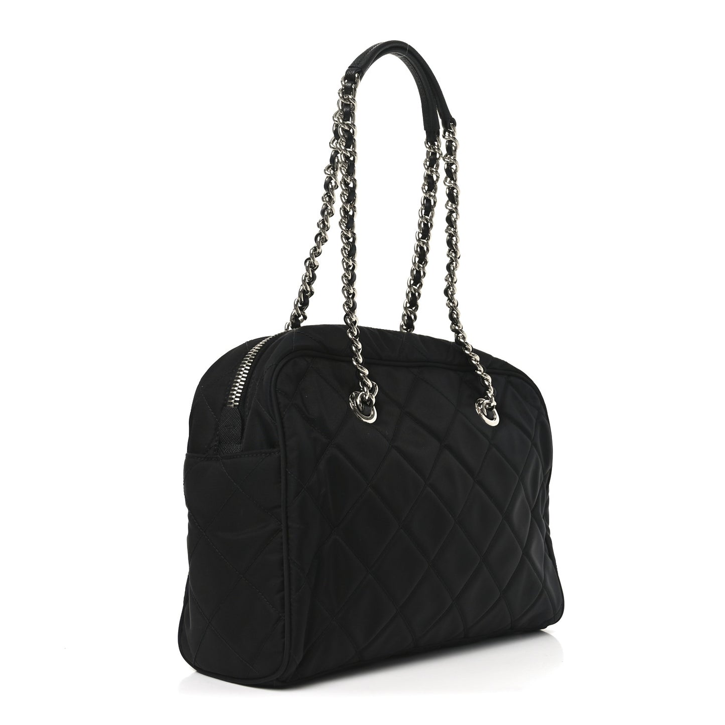 Nylon Tessuto Impuntu Quilted Shoulder Bag Black