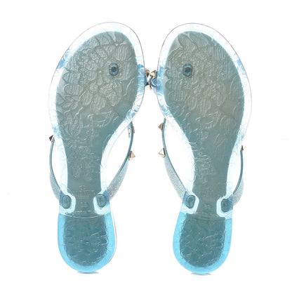Valentino Garavani PVC Jelly Glitter Rockstud Bow Thong Sandals 36 Cerulean 5 of 8