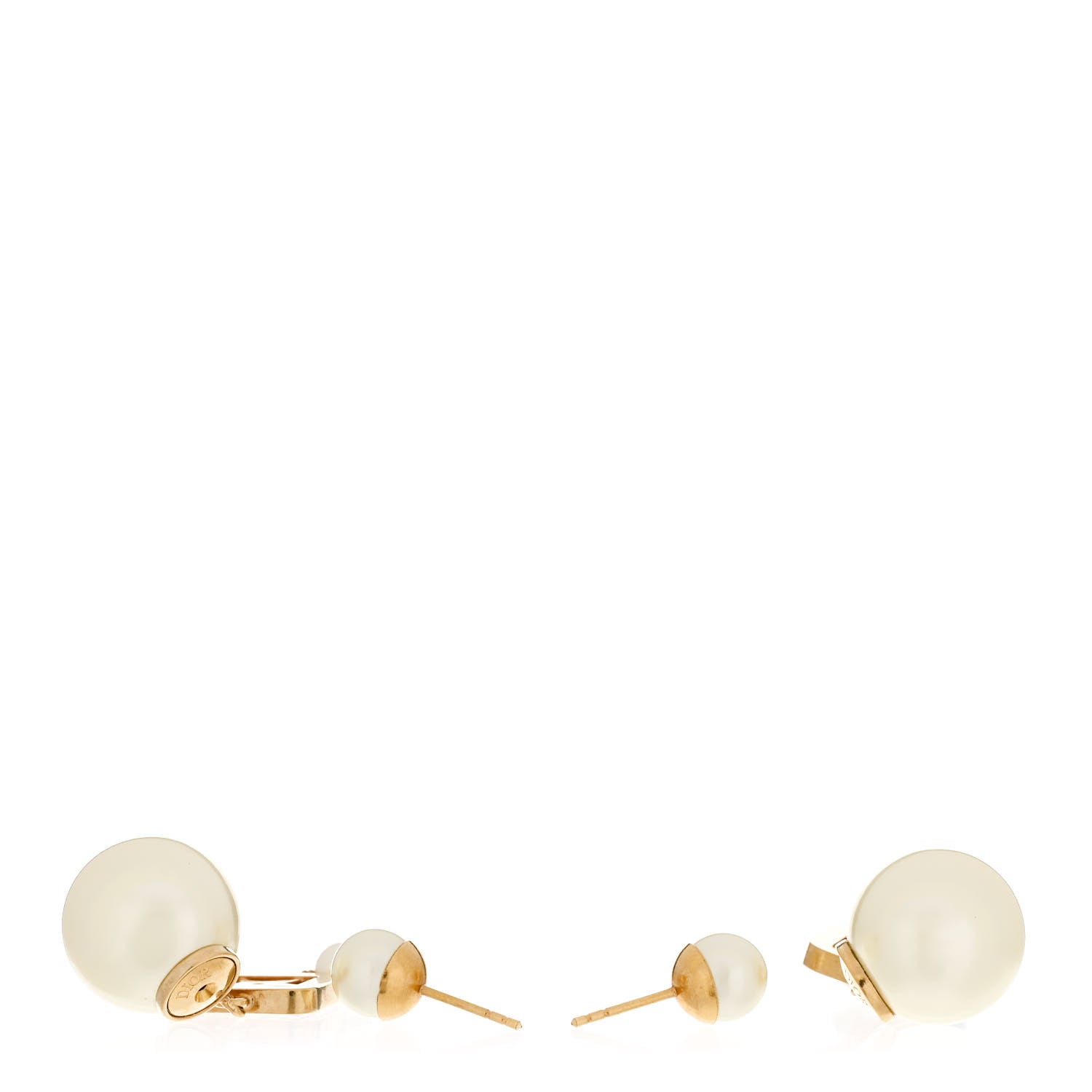 Christian Dior Pearl Crystal Star Square Tribales Earrings Gold 3 of 5