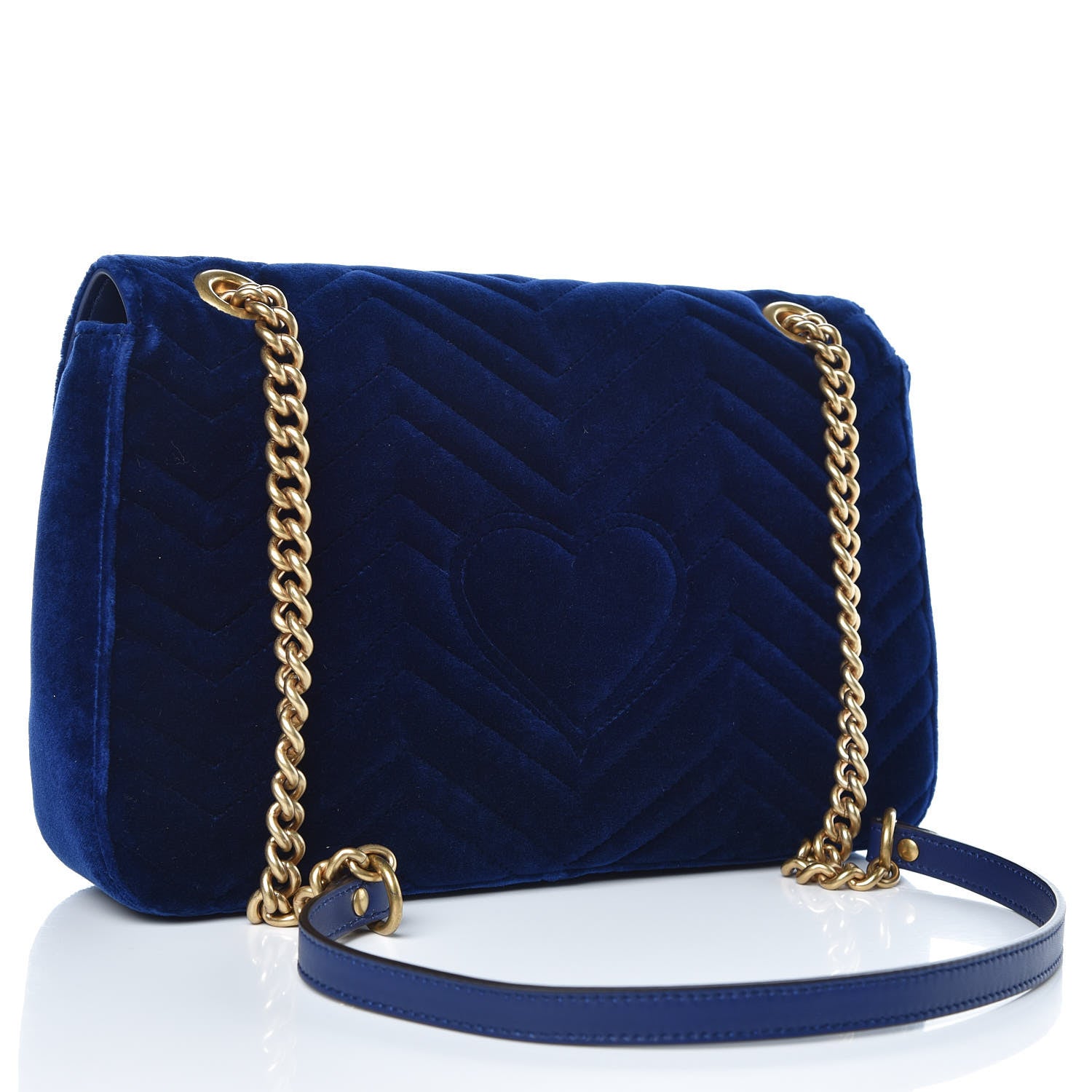 Gucci Velvet Matelasse Medium GG Marmont Shoulder Bag Cobalt Blue 3 of 8