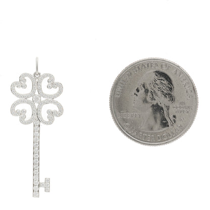 Tiffany Platinum Diamond Enchant Quatra Heart Key Pendant 2 of 5