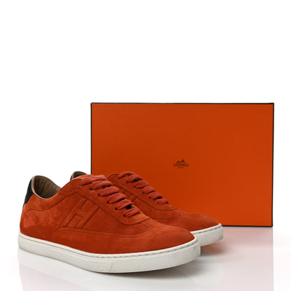 Hermes Chevre Velours Womens Quicker Sneakers 38 Orange Brulee Black 10 of 10