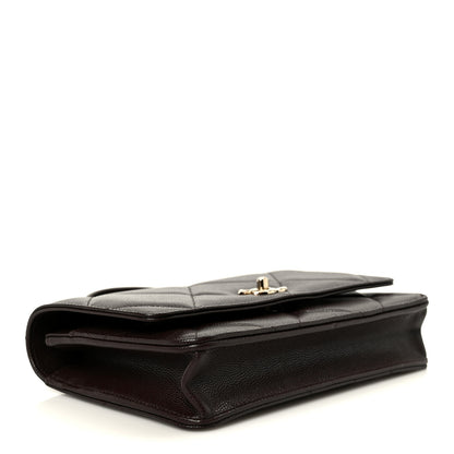 Chanel Shiny Caviar Quilted Turnlock Top Handle Wallet On Chain WOC Dark Brown 4 of 12