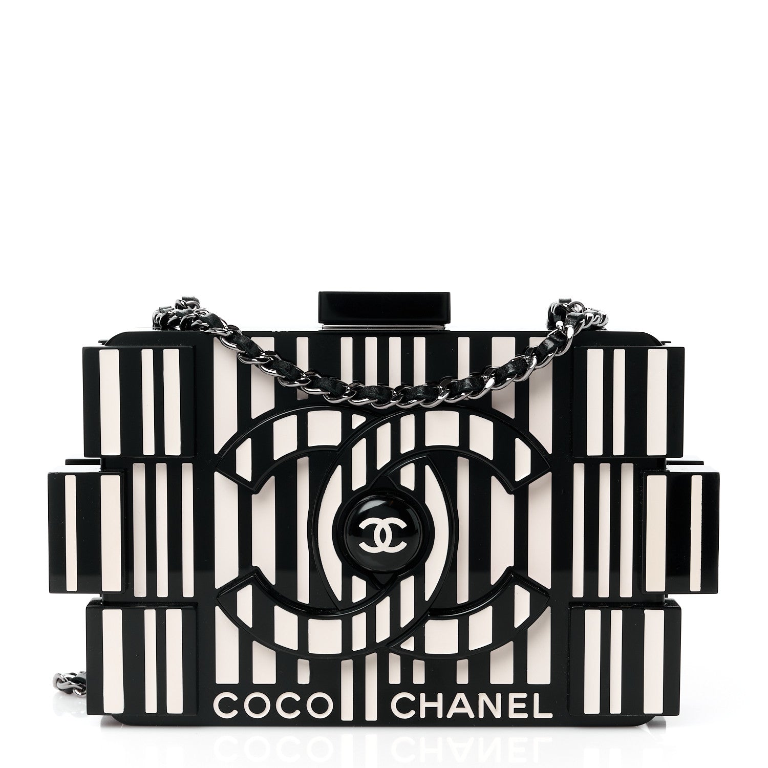Chanel Plexiglass Barcode Boy Brick Lego Clutch Black 1 of 12