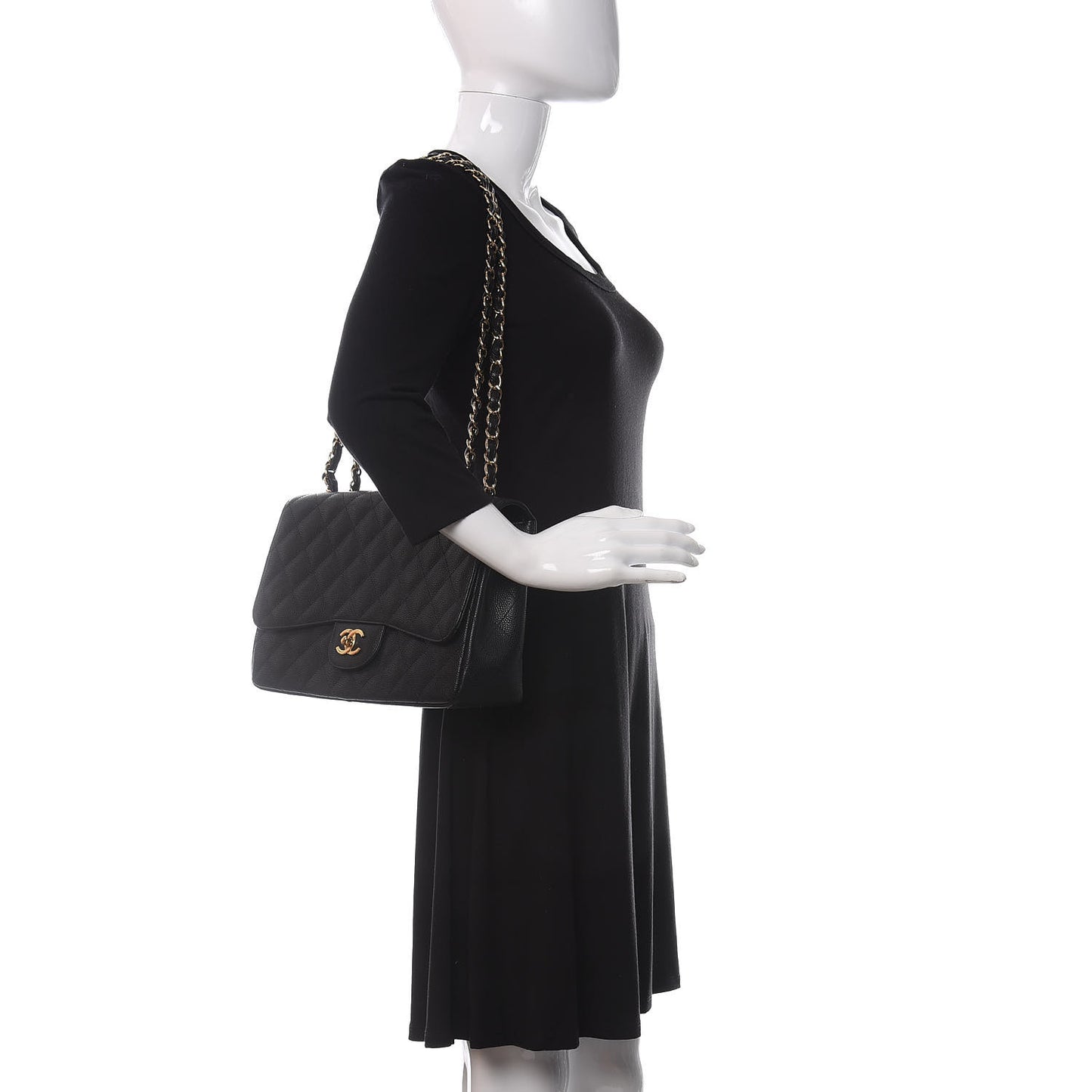 Caviar Quilted Jumbo Single Flap Black