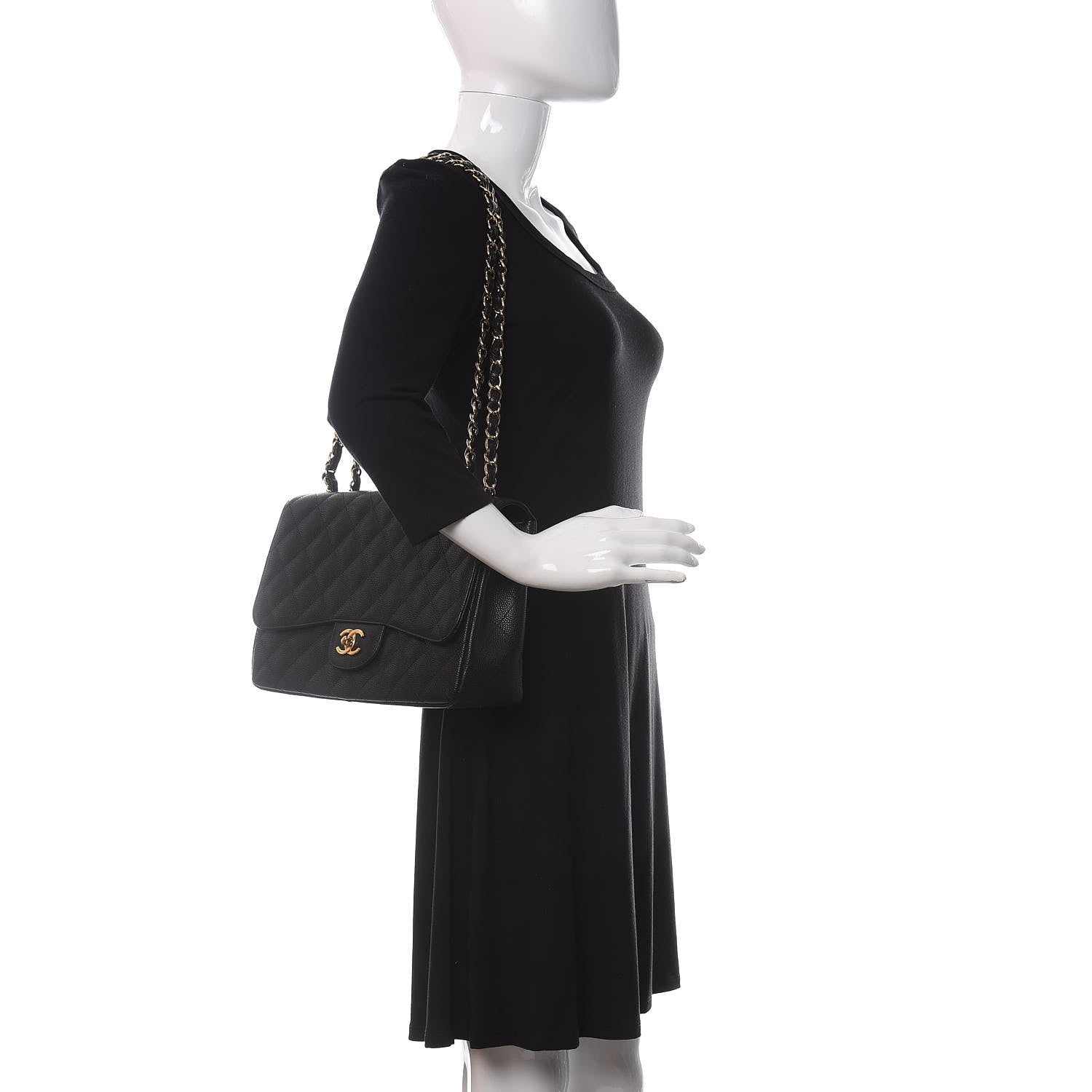 Chanel Caviar Quilted Jumbo Single Flap Black 2 of 12