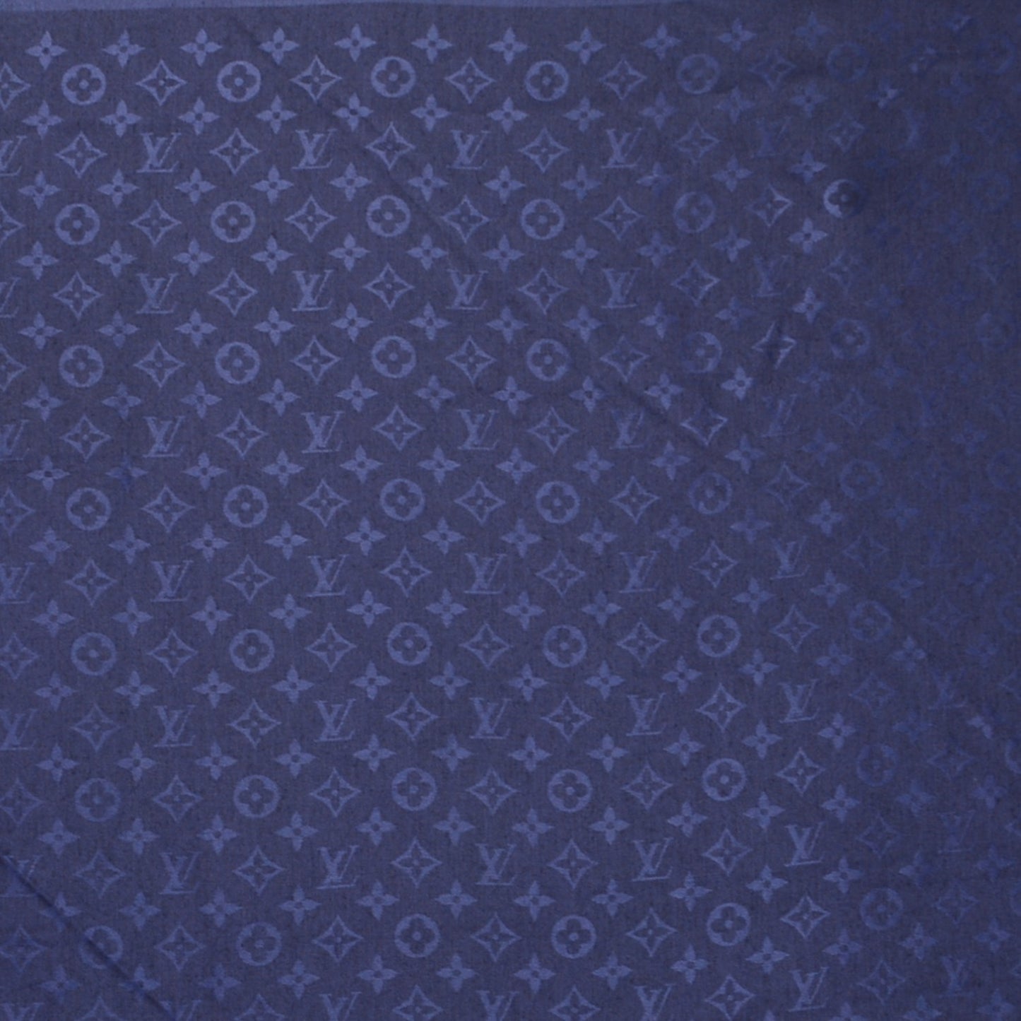 Wool Silk Monogram Shawl Blue Nuit